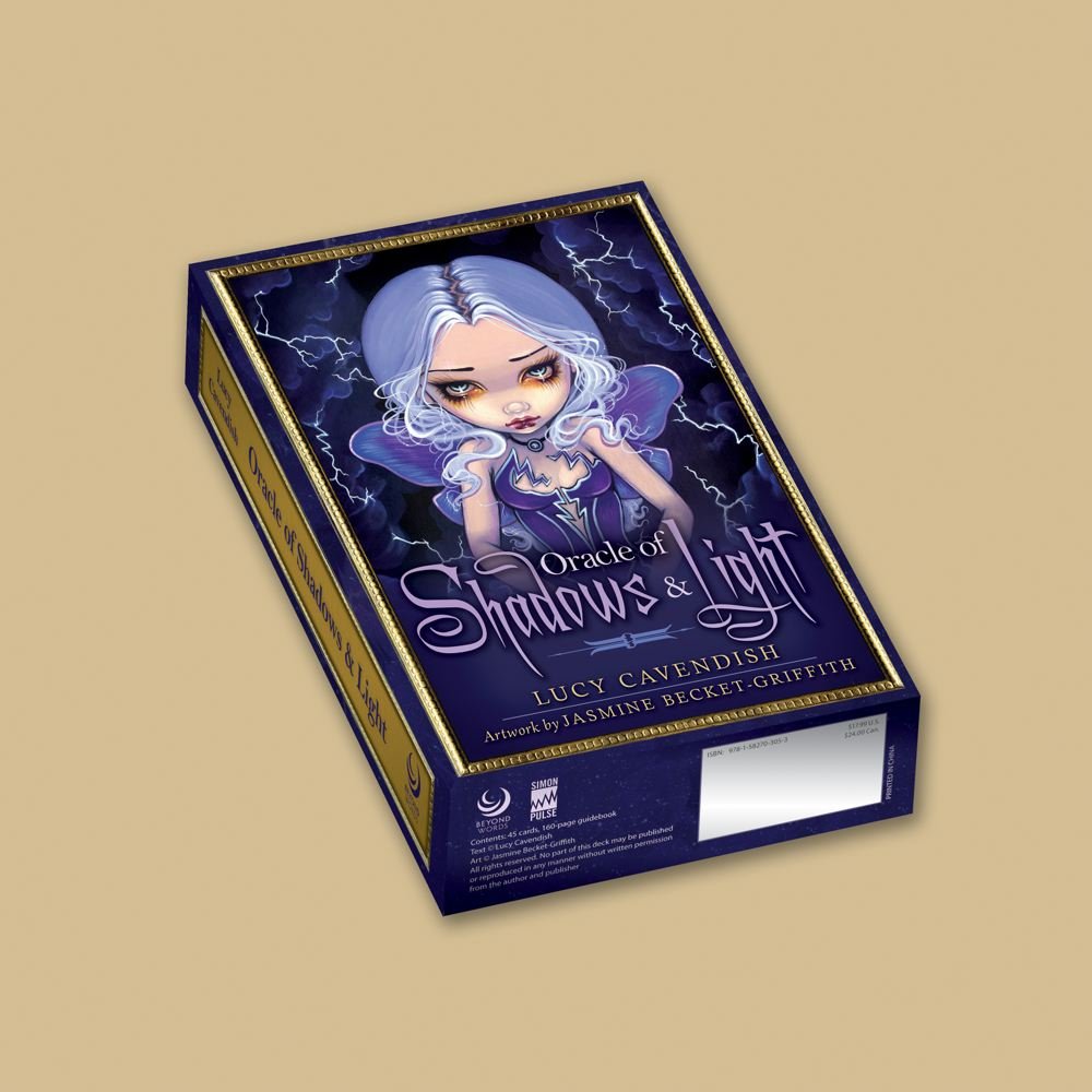 Box for 'Oracle of Shadows & Light' with a stylized illustration on a beige background