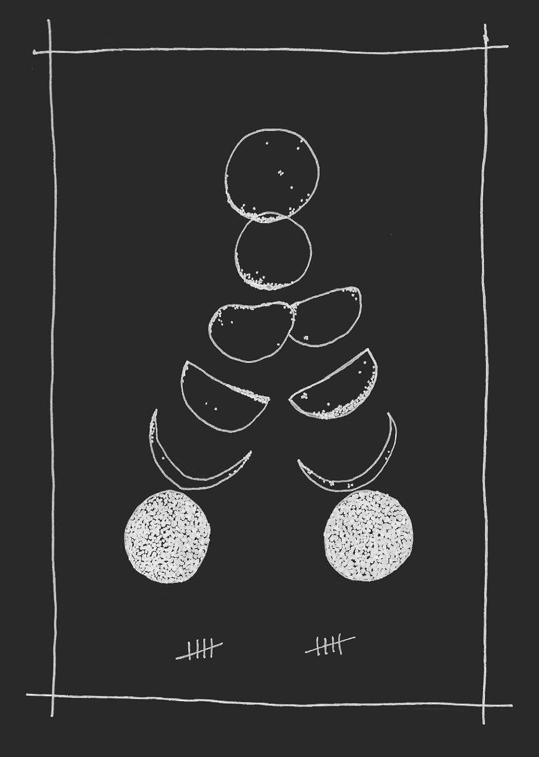 Black and white abstract drawing of a figure on a dark background