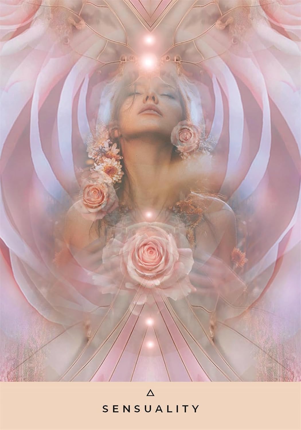 Artistic depiction of a woman surrounded by flowers with 'Sensuality' text.
