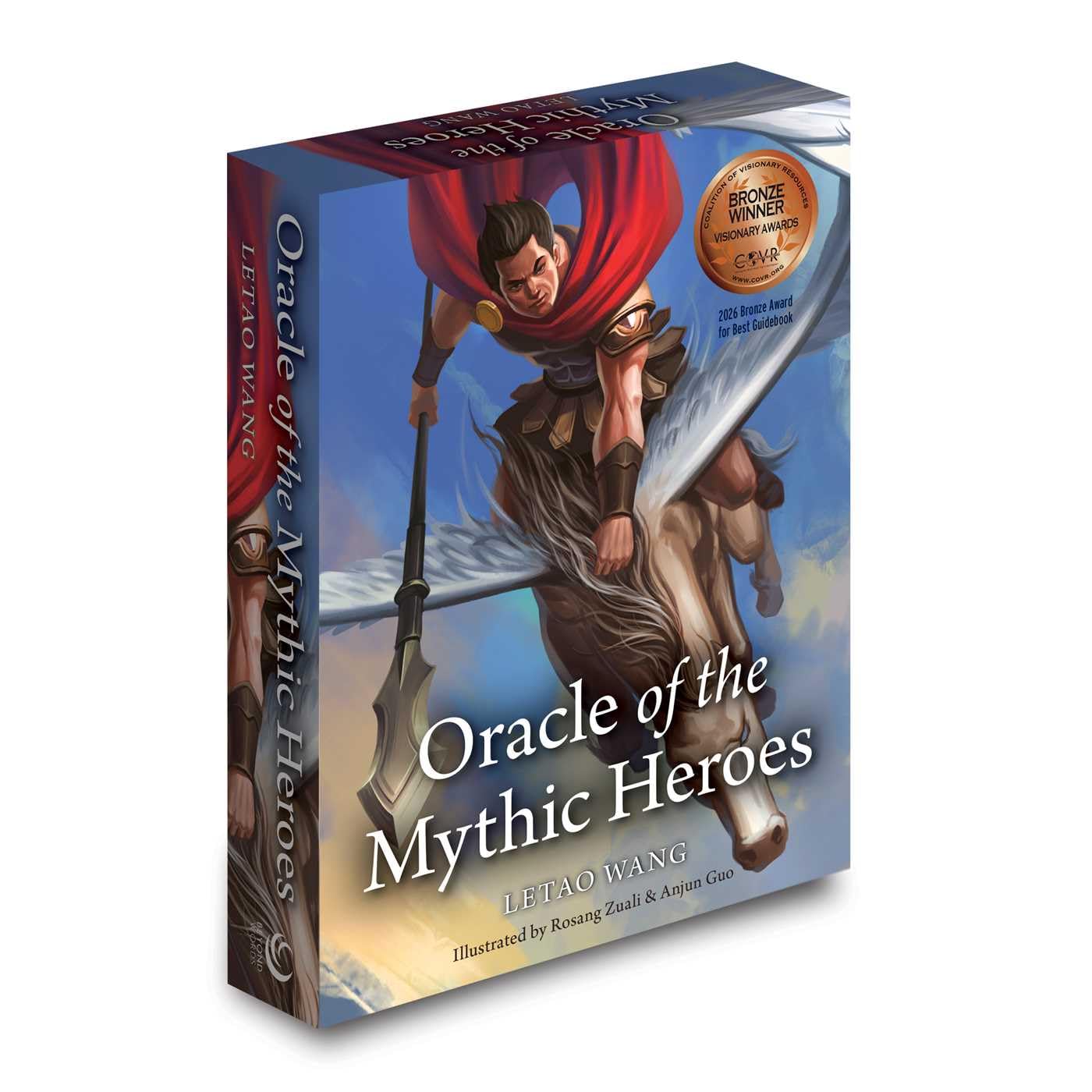 Book cover of 'Oracle of the Mythic Heroes' with a warrior illustration on a white background