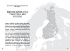 Map of Finland with text about Finnish nation, folk traditions, and culture on a white background