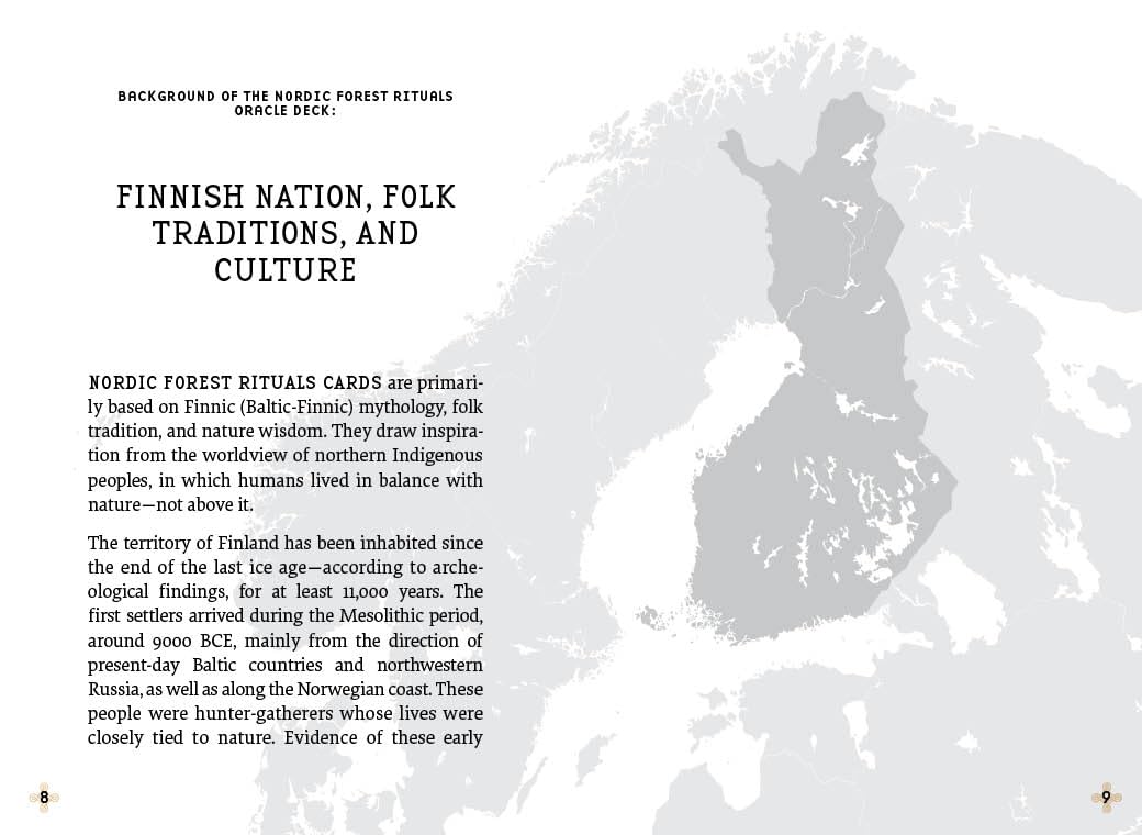Map of Finland with text about Finnish nation, folk traditions, and culture on a white background