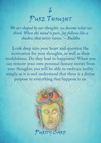 Buddha quote on a blue background with colorful Buddha illustration