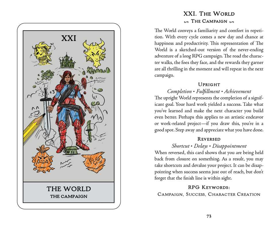 Card from a deck with illustrations and text, featuring a character holding a sword and shield.