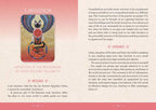Card with a cat illustration and text about intuition on a pink background