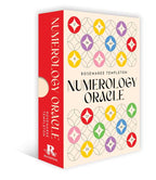 Numerology Oracle book by Rosemaree Templeton with colorful geometric design on a beige background