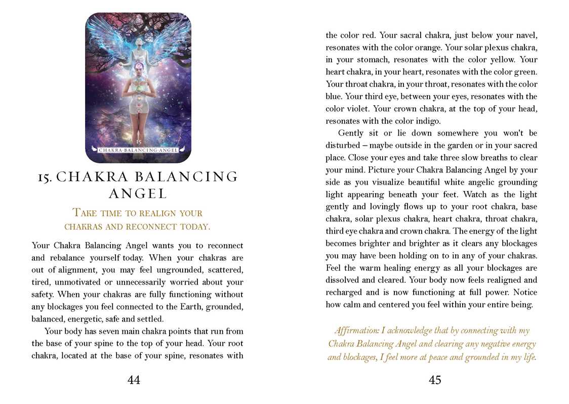 Illustration of a Chakra Balancing Angel with text on chakras and angelic guidance.