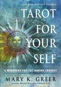 Book cover of 'Tarot for Your Self' with a stylized sun and face design on a blue background.