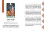 Page from a book with a tarot card featuring a dragon and text about 'Birth of Fire' from the Ace of Wands.