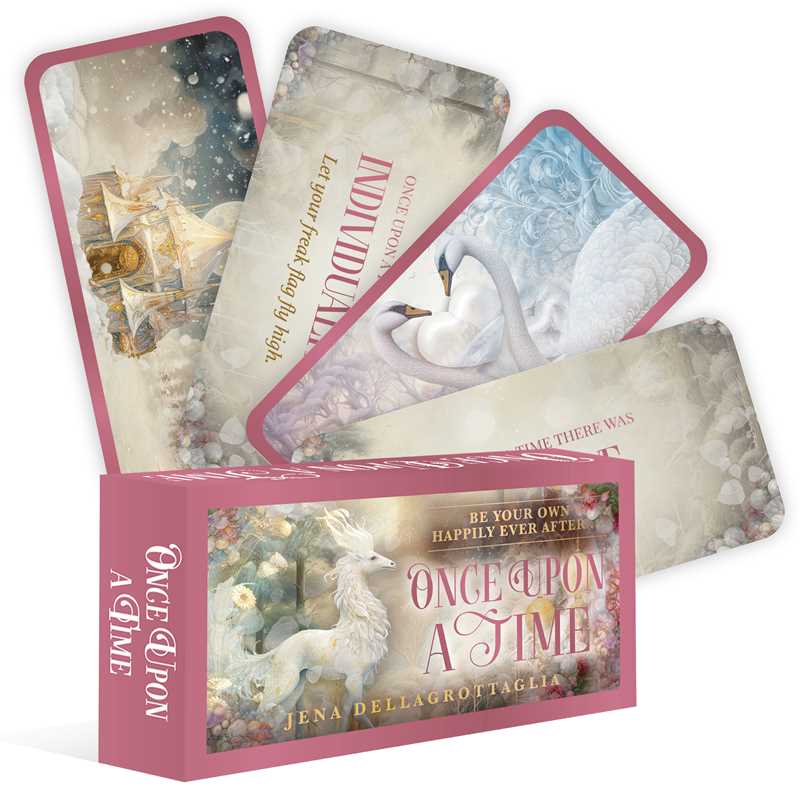Collection of 'Once Upon a Time' book covers with swan illustrations on a white background