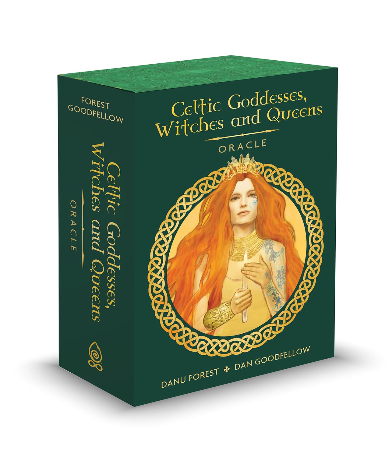 Box for 'Celtic Goddesses, Witches and Queens' Oracle with a woman's face on the cover.