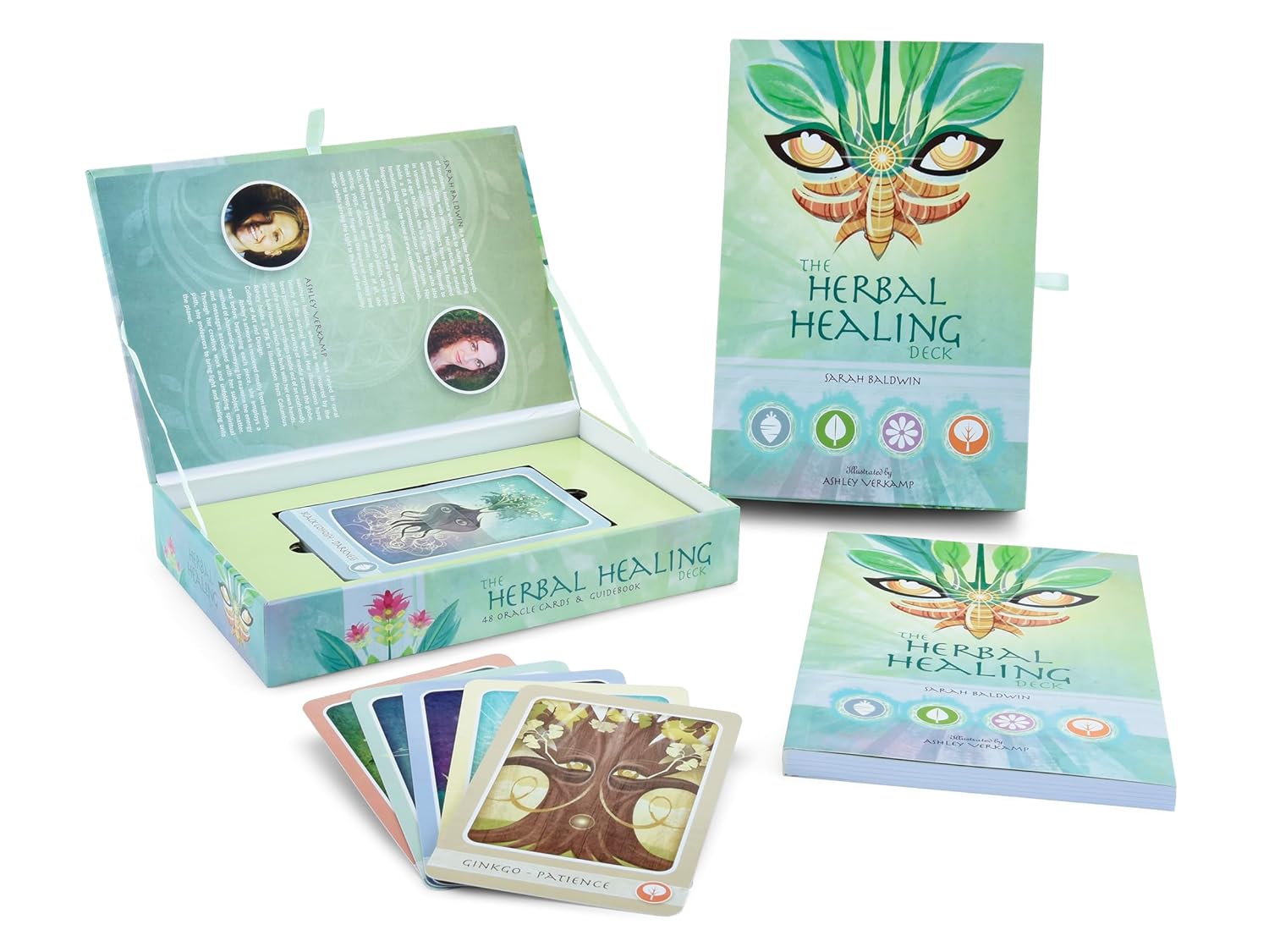 Herbal Healing card set with packaging on a white background