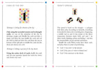 Magical book page with card instructions and trinity spread details.