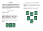 Page from a book on tarot spreads with text and card layout