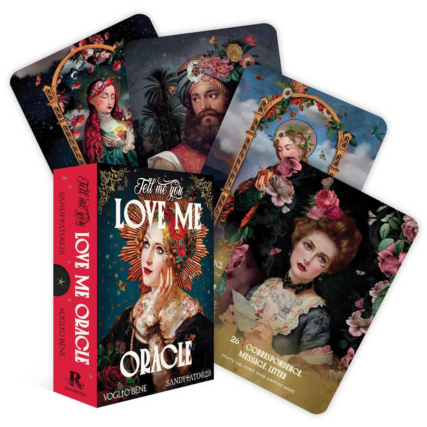 Collection of vintage-style cards with artistic portraits and decorative elements, featuring a box labeled 'Opach'.