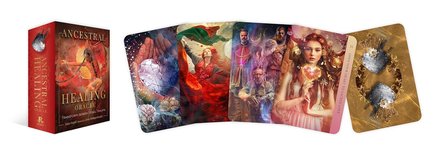 Ancestral Healing Oracle card set with colorful illustrations on a white background