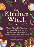 Book cover of 'The Kitchen Witch' with ingredients and tools on a dark background