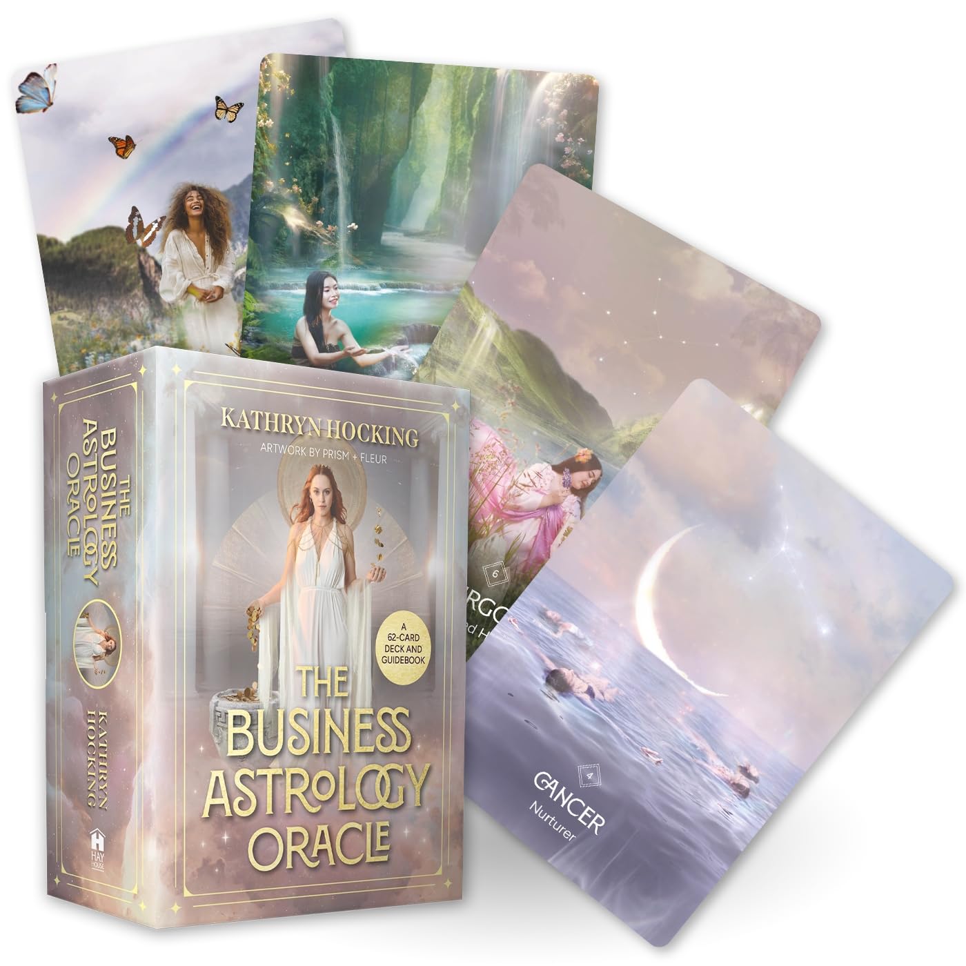 Business Astrology Oracle cards with a box on a white background