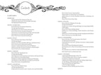 Table of contents for a book or document with decorative elements.