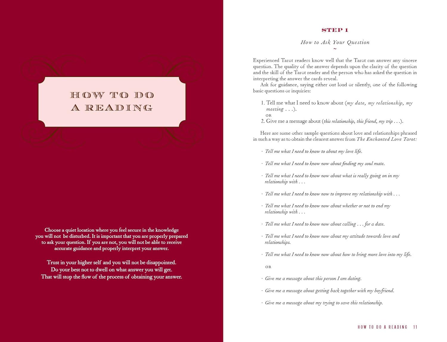 Instructions on how to do a reading with a red and white background