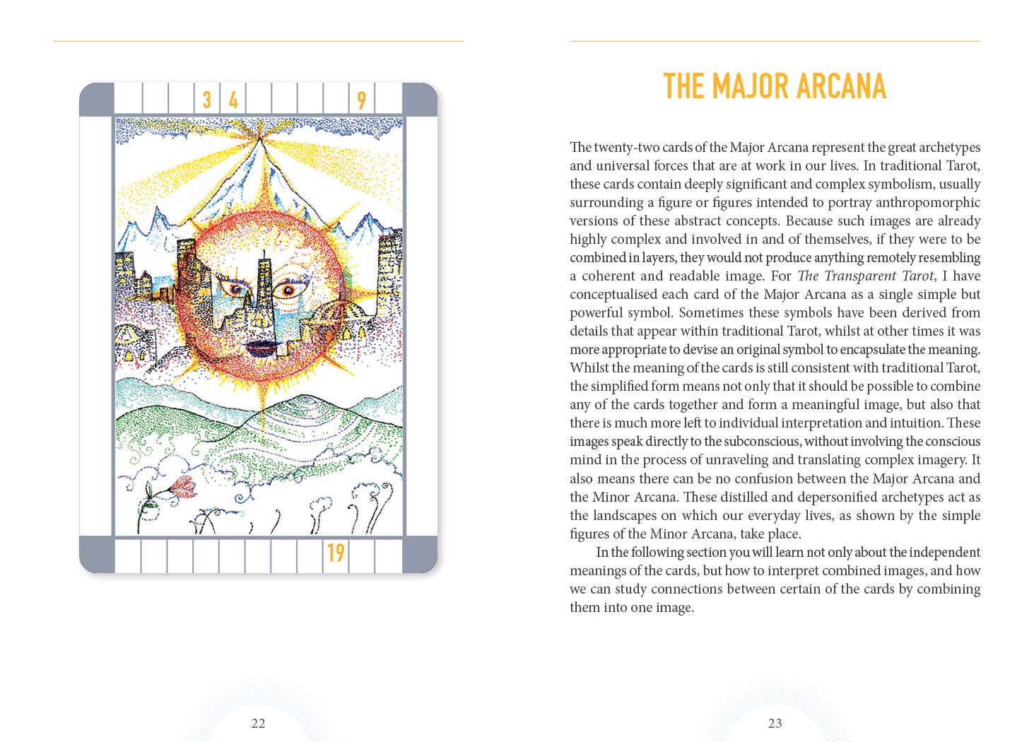 Page from a book or magazine featuring a tarot card illustration and text on 'The Major Arcana'.