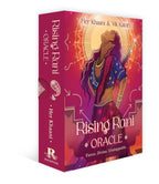 Rising Rani Oracle card box with a stylized illustration of a woman on a pink background