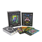Set of tarot cards with colorful designs on a white background