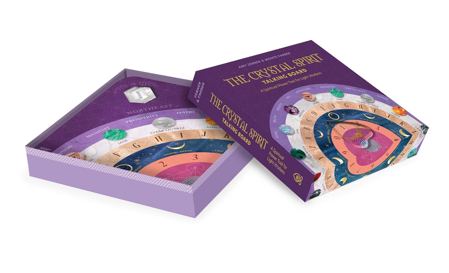 The Crystal Spirit talking cards with purple box on a white background