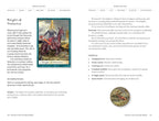 Card from a tarot deck with descriptive text and symbols on a white background