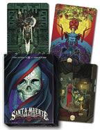 Set of 'Santa Muerte Oracle' cards with colorful and intricate designs.