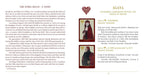 Page from a book or magazine featuring text and two cards with illustrations of characters, titled 'Agana'.