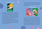 A two-page spread from a card deck booklet or guide, showing illustrated oracle cards and explanatory text on a blue patterned background. The pages feature a 'One-card spread' and 'Two-card spread' sections with example card art and short paragraphs of text.