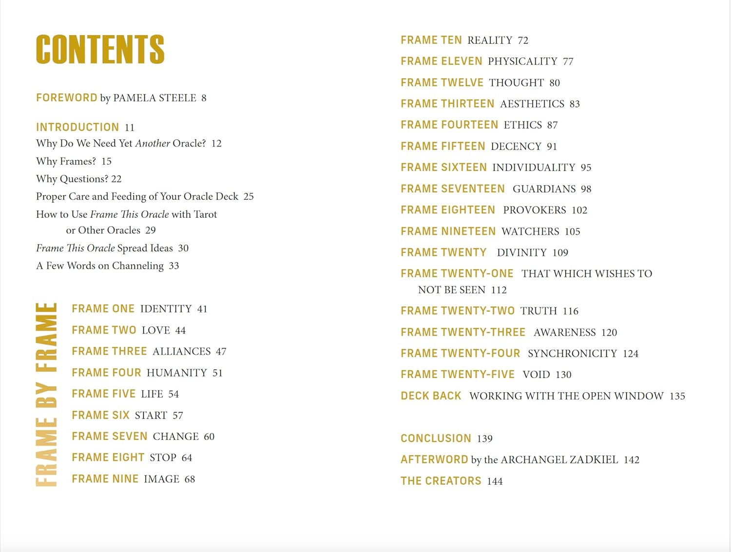 Table of contents for a book or document with chapter titles and page numbers.