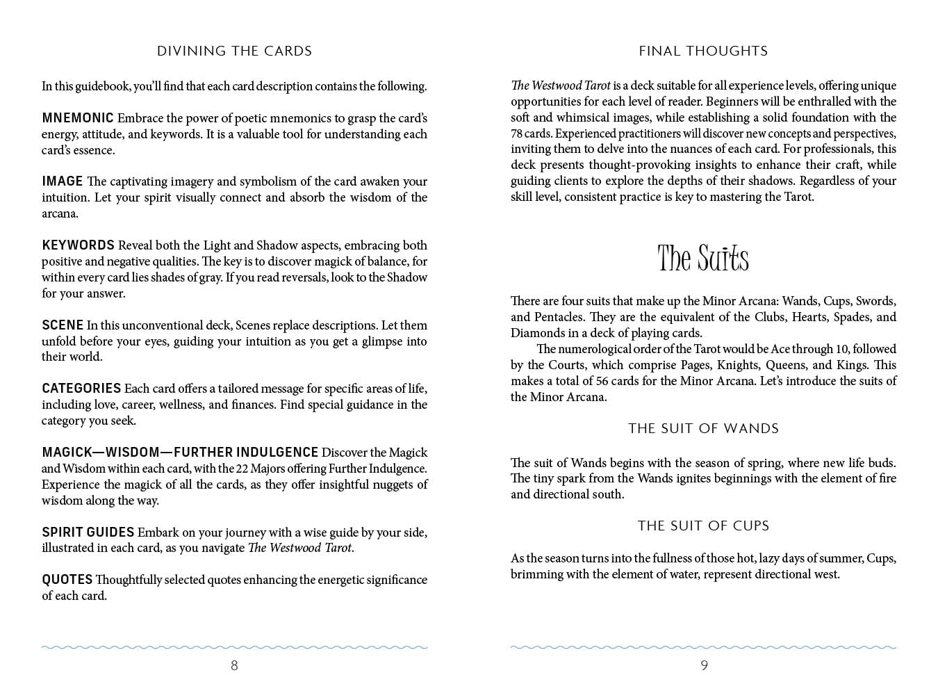 Page from a book or guide on Tarot cards with text and illustrations.