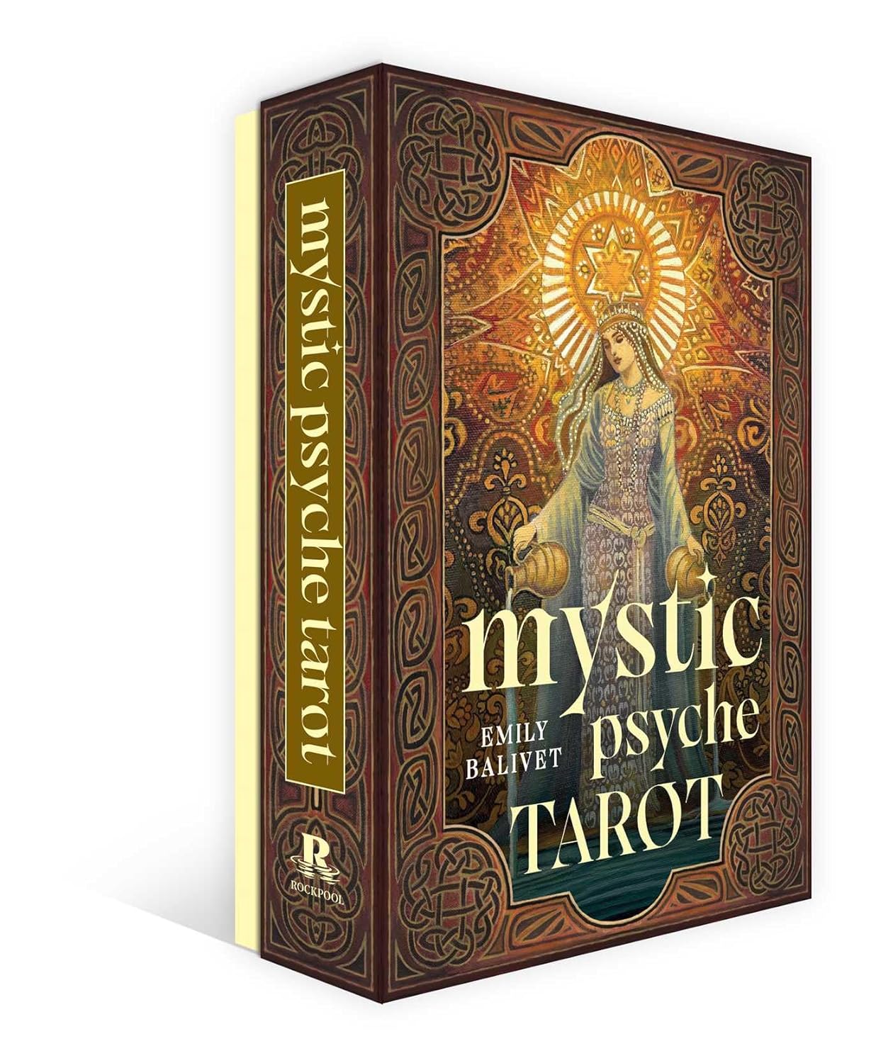 Mystic Psyche Tarot box with intricate design and text on a white background