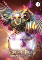 Fantasy book cover with an owl and mystical elements, titled 'Dream Thief: Refusal of the Call'.