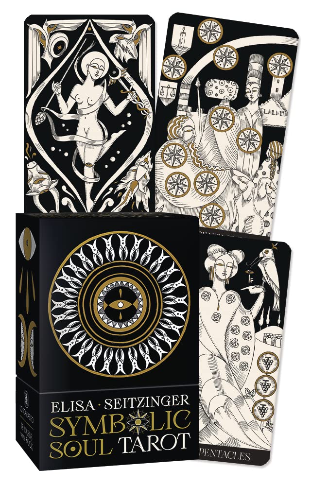 Symbiotic Soul Tarot cards by Elisa Seitzinger with black and white design
