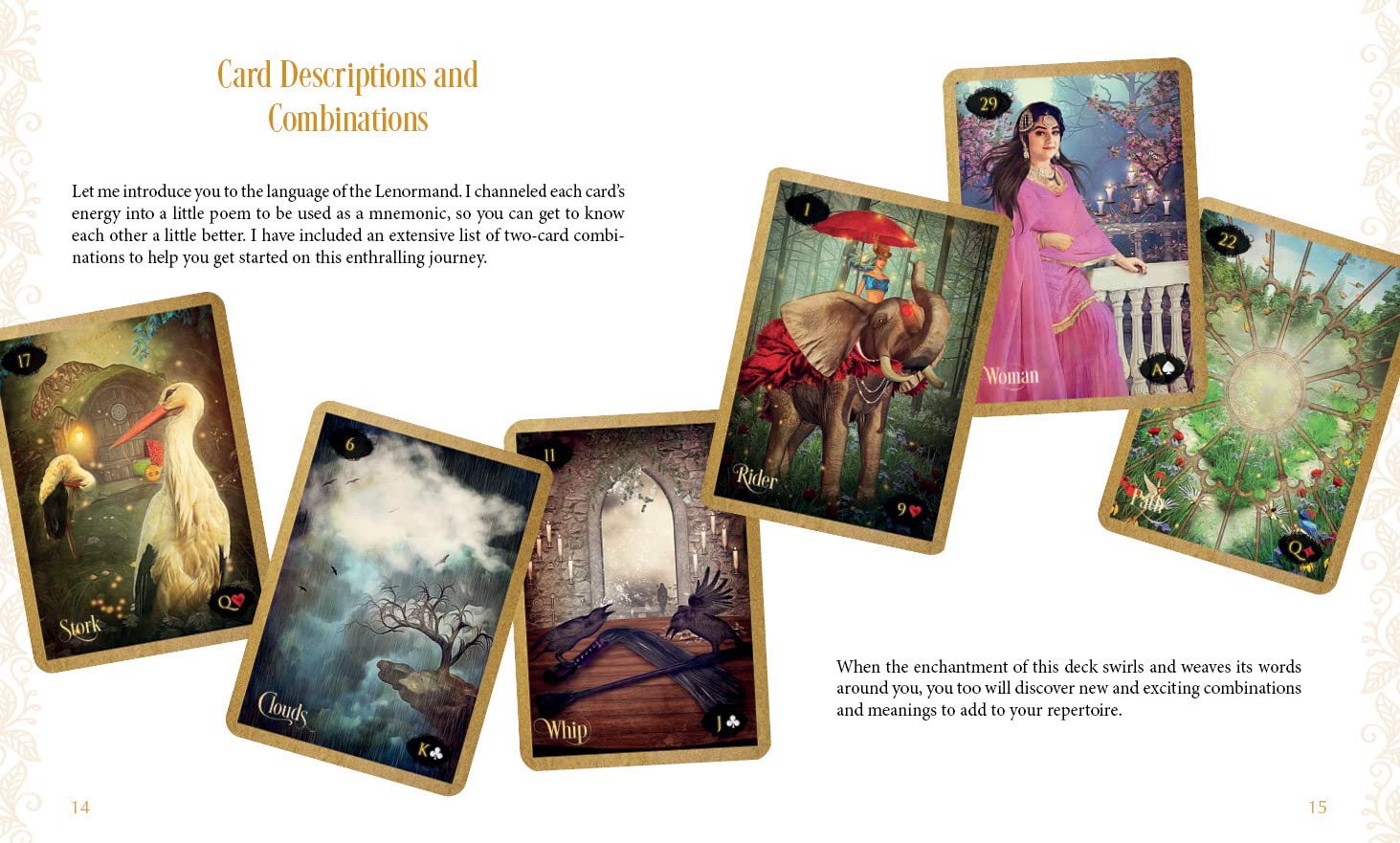 Collection of tarot cards with artistic designs on a beige background