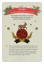 Card featuring information about Mars, the planet associated with action and courage.