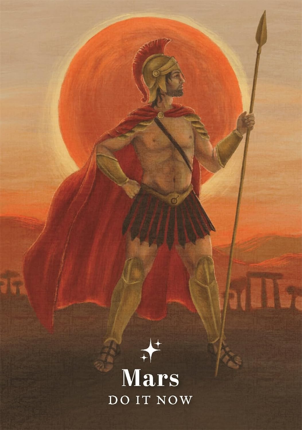 Illustration of a warrior with a spear against an orange sky, labeled 'Mars Do It Now'.