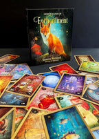 Lenormand of Enchantment card set with fox illustration on a dark background
