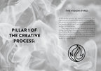 Text on a white background with a black flame icon, describing Pillar 1 of the creative process.