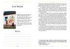 Book page with artistic depiction of people and text on water, featuring a painting and notes.