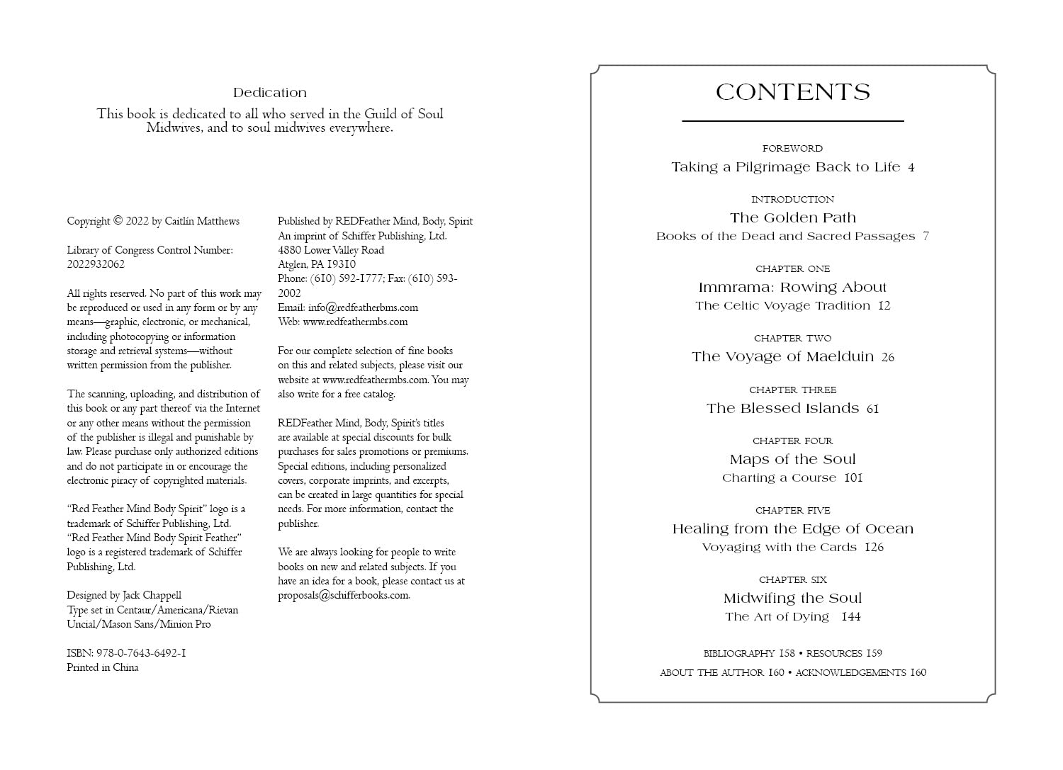 Table of contents and disclaimer page from a book by Red Eternity Media Body Spirit.