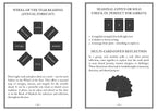 Two pages from a book or guide on using tarot cards for various rituals and reflections.
