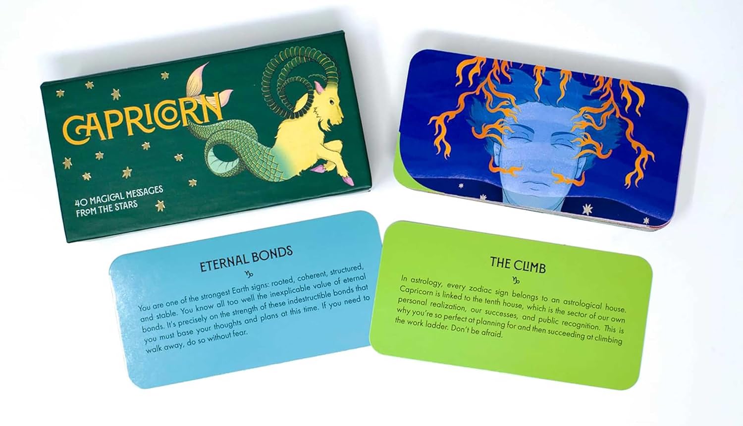 Four astrological cards from a deck on a white background