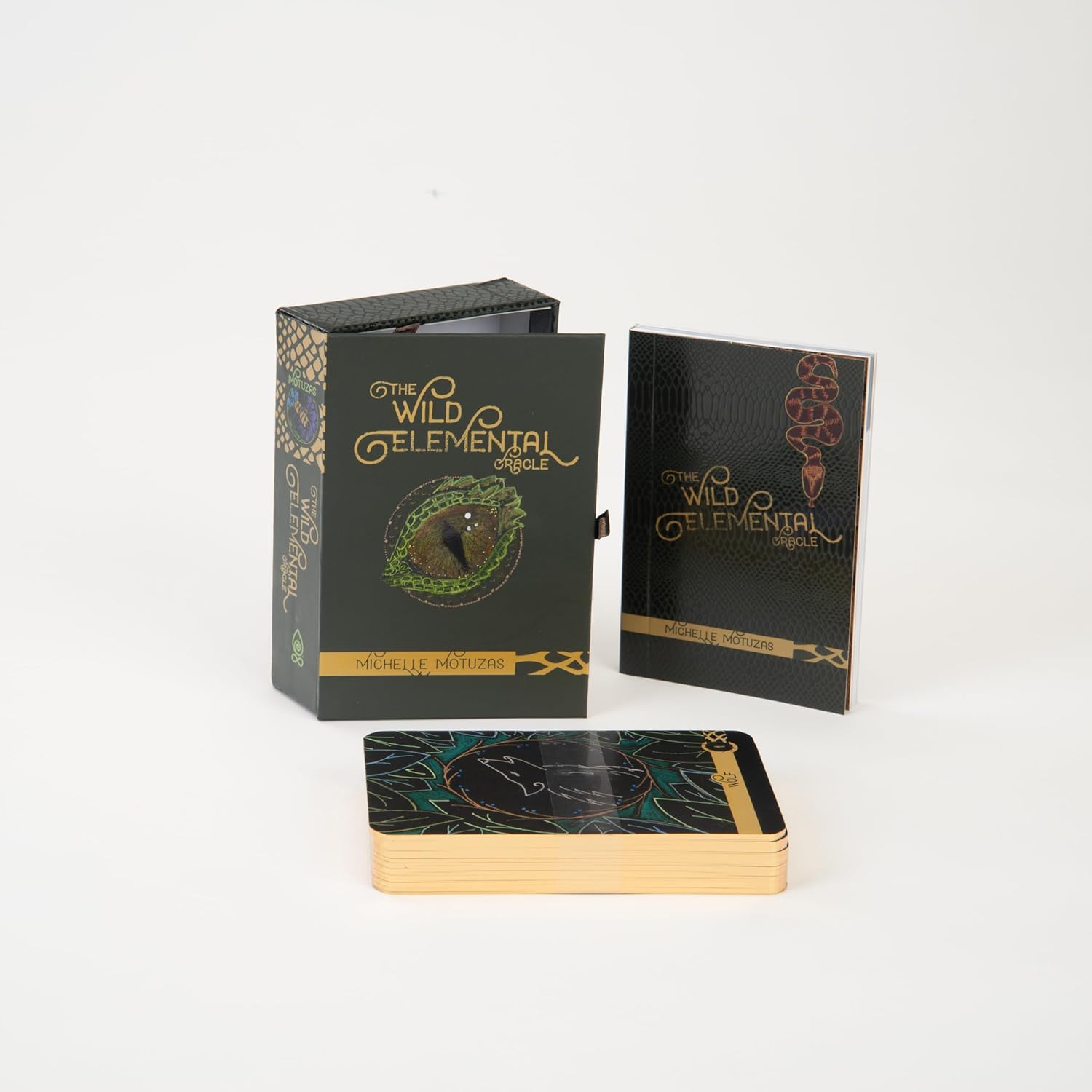 The Wild Elemental Oracle cards with packaging on a white background