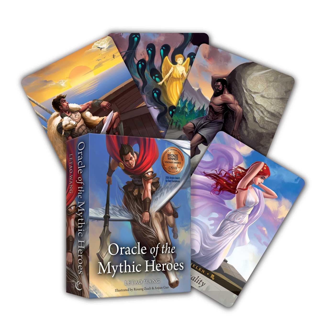 Oracle of the Mythic Heroes card set with illustrated cards on a white background