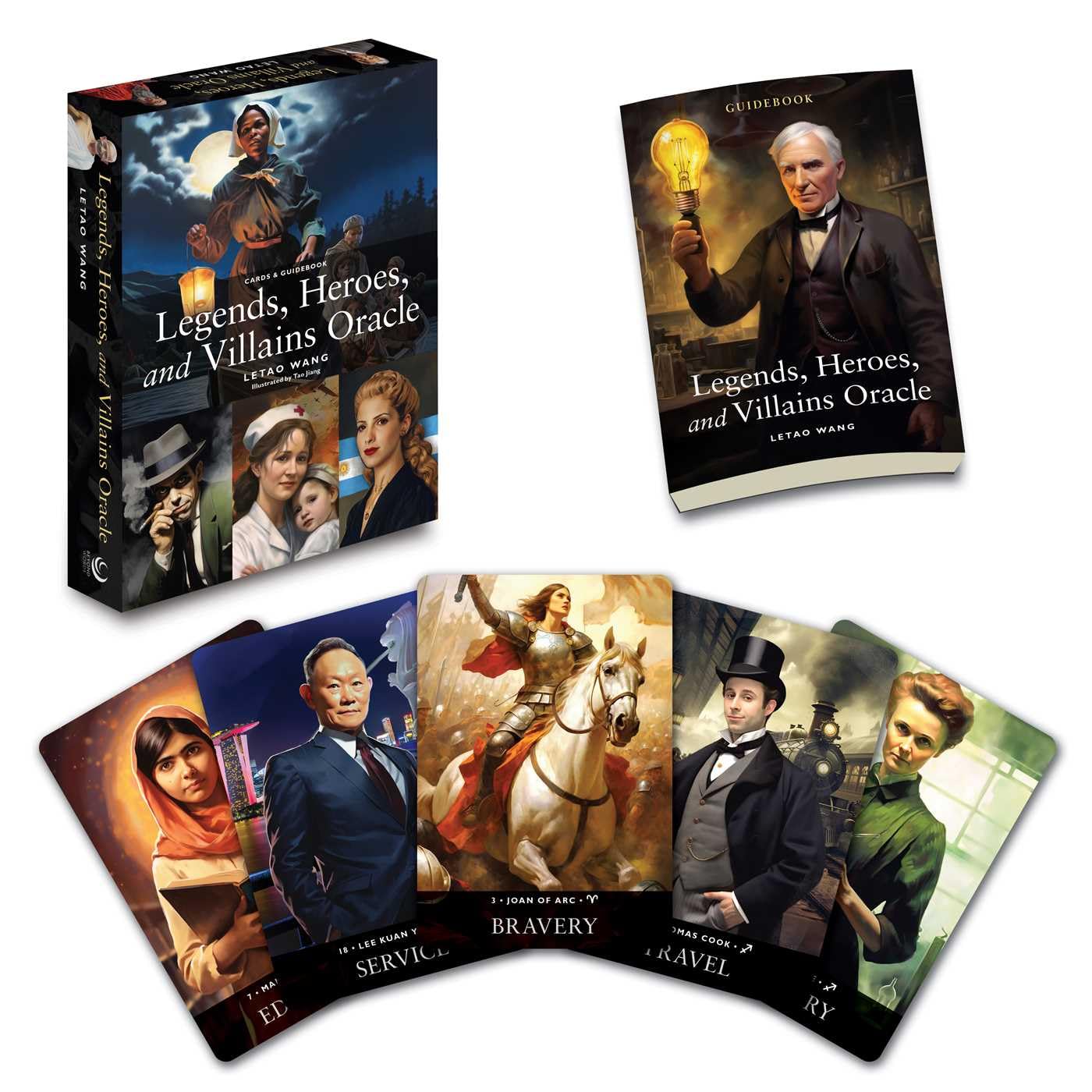 Legends, Heroes, and Villains Oracle set with cards and guidebook on a white background