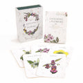Card set titled 'Listening to Flowers' with floral designs on a white background